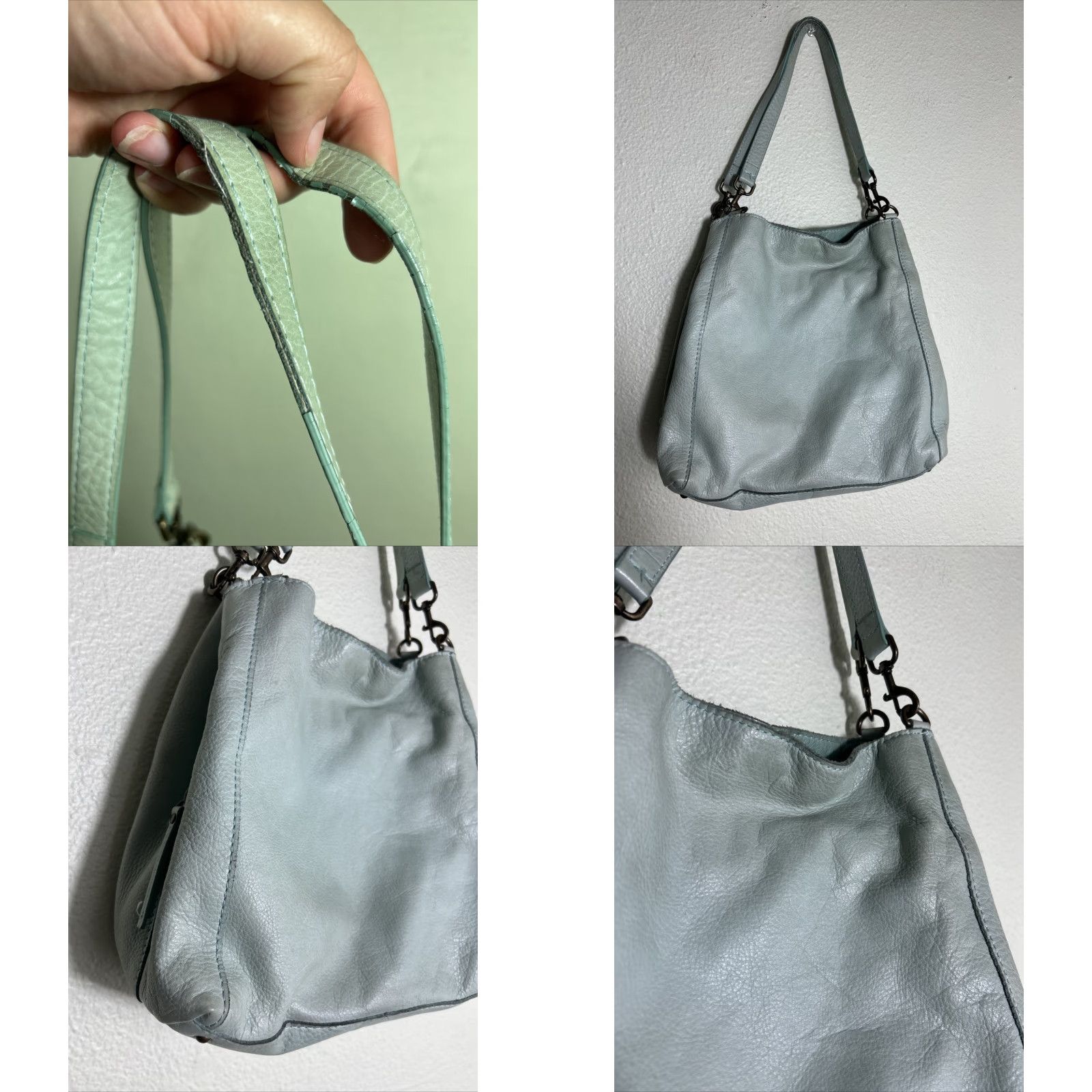 Vintage VINTAGE American Leather Co. Double Strap Shoulder Bag Mint Green 11x11x4.5 Womens Green Stains/dirty Size ONE SIZE - 9 Thumbnail
