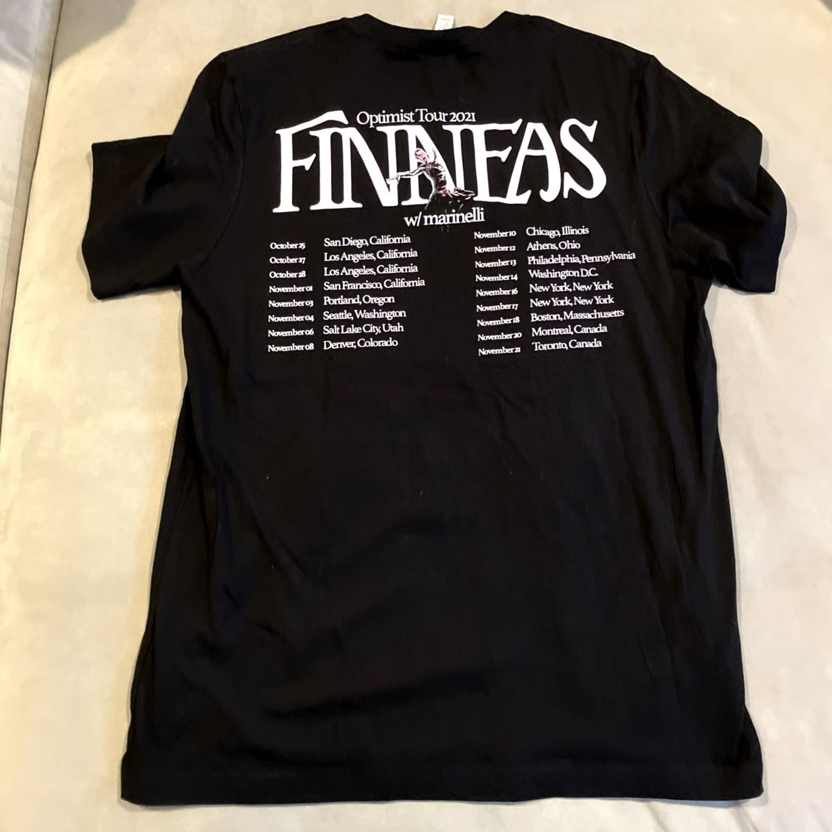 Vintage FINNEAS OPTIMIST TOUR 2021 Concert T Shirt Men's Large Black NWOT RARE Bella + Canvas Shirt Mens L Short Sleeve Size US L / EU 52-54 / 3 - 4 Thumbnail