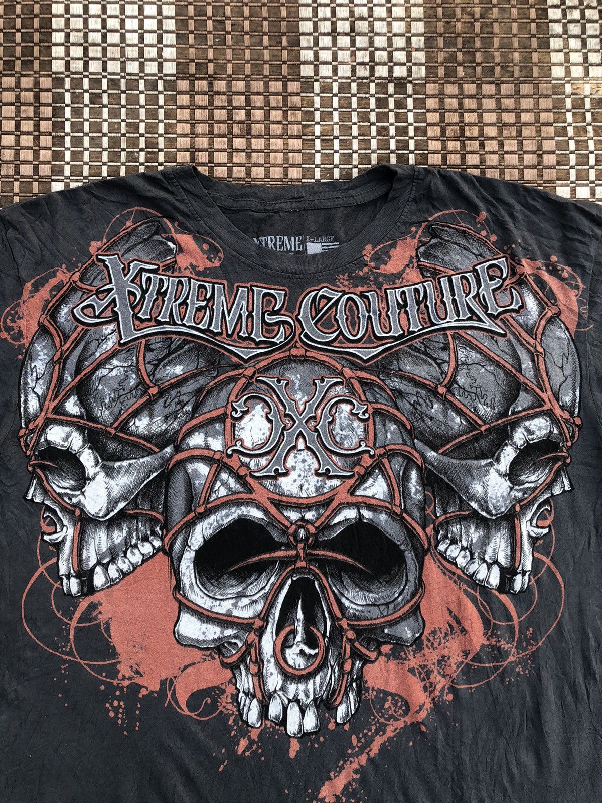 Affliction × Ed Hardy × Vintage Vintage Y2K Xtreme Couture Skulls Punk Affliction Tee Size US XL / EU 56 / 4 - 2 Thumbnail