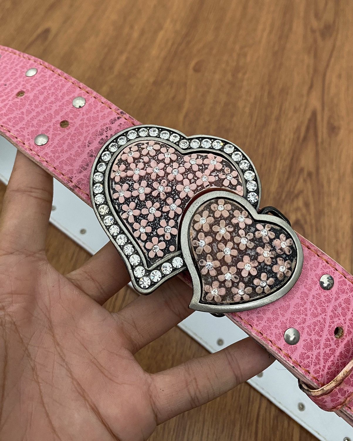 Japanese Brand × Vintage Y2K Love crystal studded belt Size ONE SIZE - 3 Thumbnail