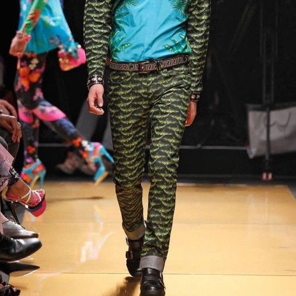 Versace FW11 Versace X H&M Crocodile All Over Printed Denim Pants Size US 31 - 2 Thumbnail