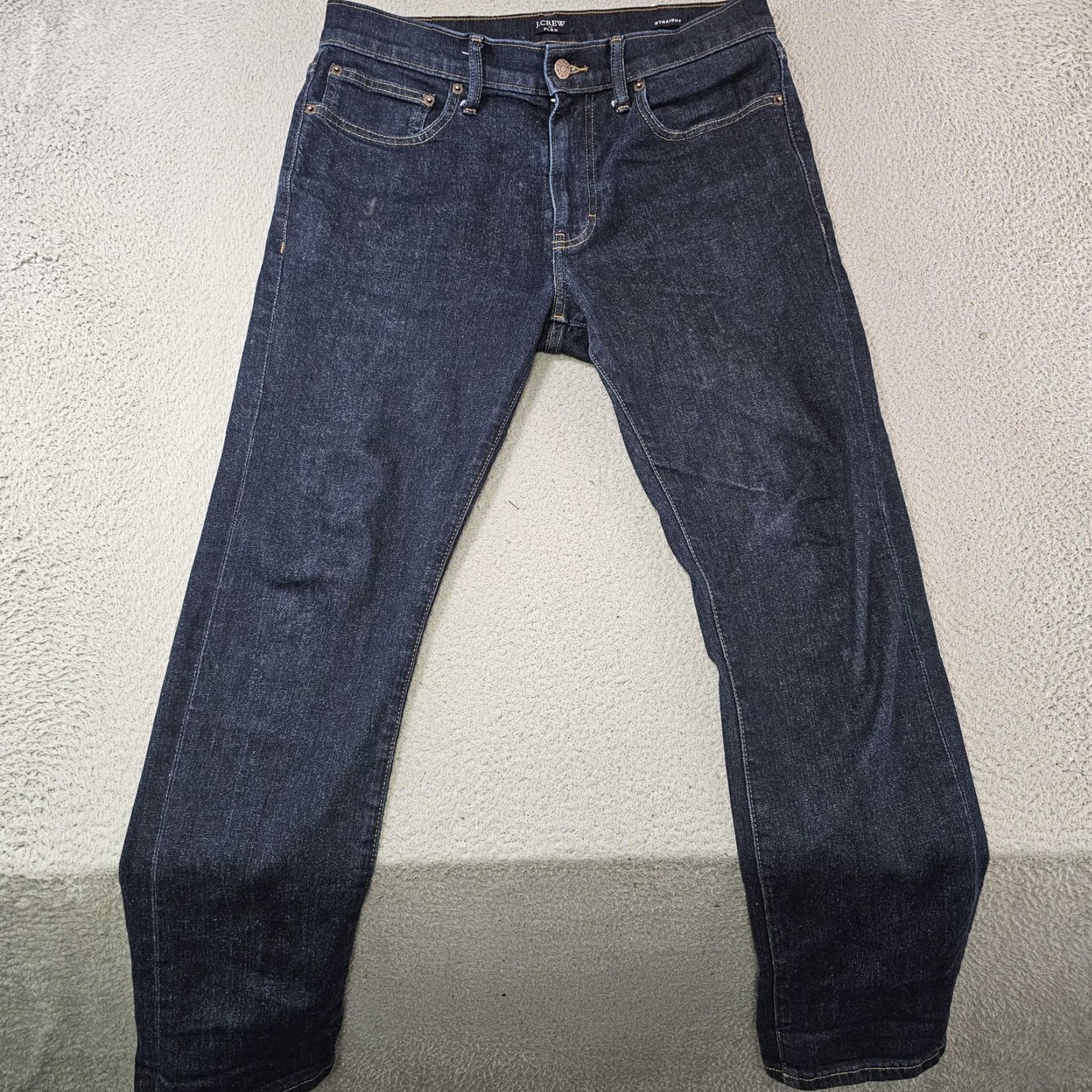 J.Crew J.Crew Flex Straight Jeans Mens 30x30 Dark Wash Denim Stretch Classic Fit Blue Cotton Blend Zip Front Pocketed Size US 30 / EU 46 - 2 Thumbnail