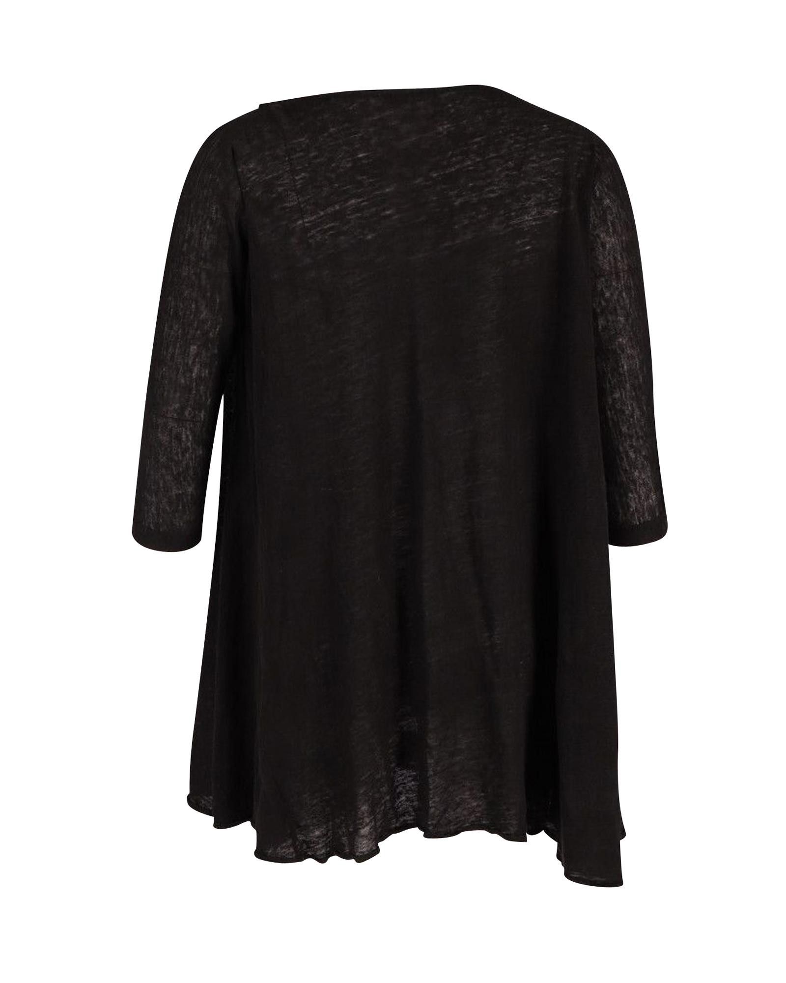 image of Black Linen Quarter-Sleeved Mini Dress By Maje, Women's (Size Small)