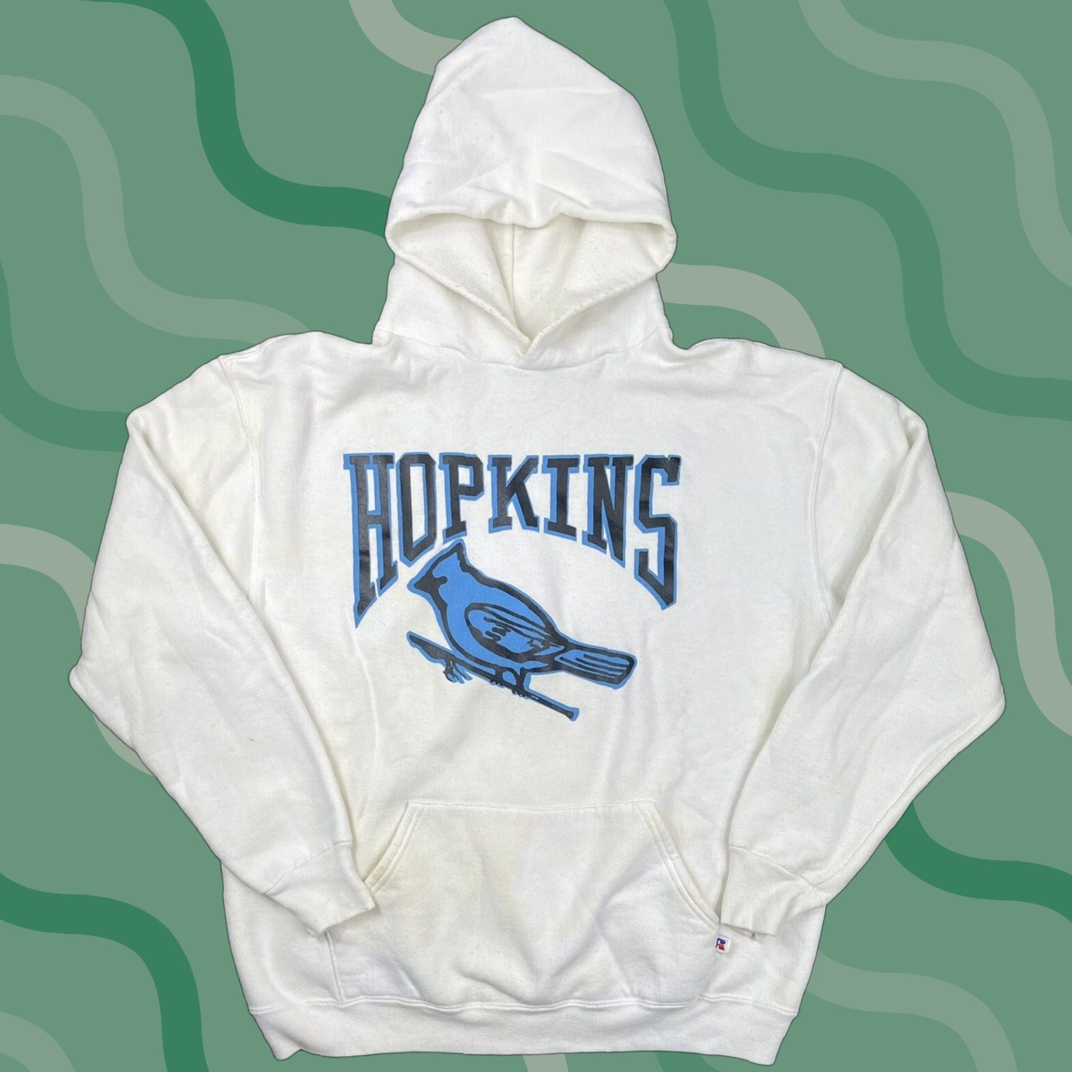 VINTAGE Russell Athletic Hoodie White Mens L 80s USA Solid Heavyweight Gym Training