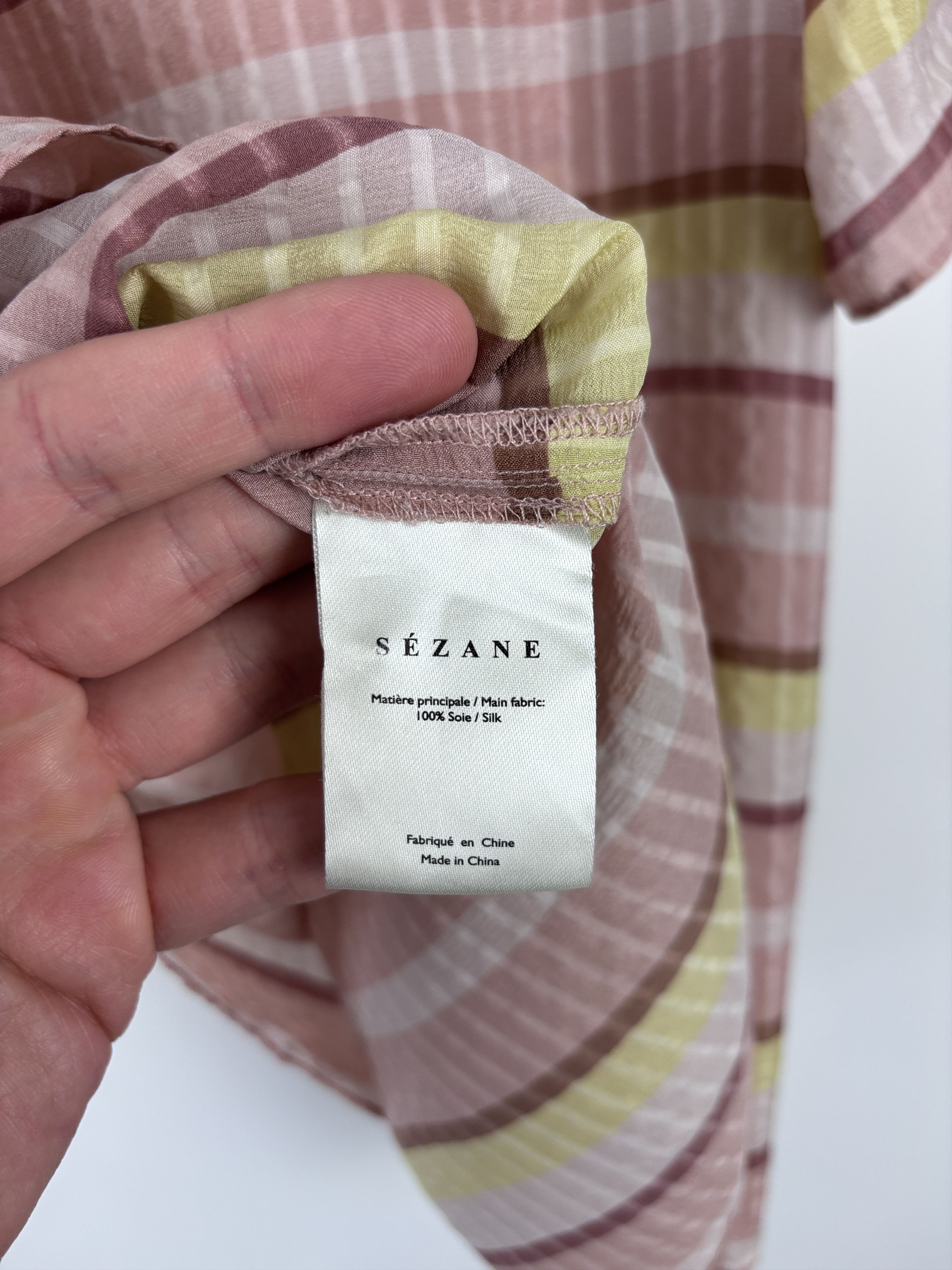 Sezane Sezane Coralie Silk Top Blouse Striped Pink Yellow Size 36 Size S / US 4 / IT 40 - 10 Thumbnail