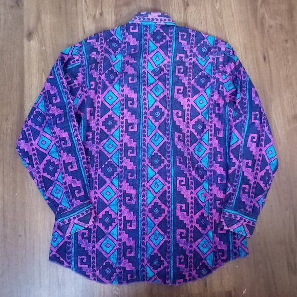 Wrangler Vintage Wrangler Brushpopper Aztec Cowboy Cut Snap Shirt Size US XL / EU 56 / 4 - 5 Thumbnail