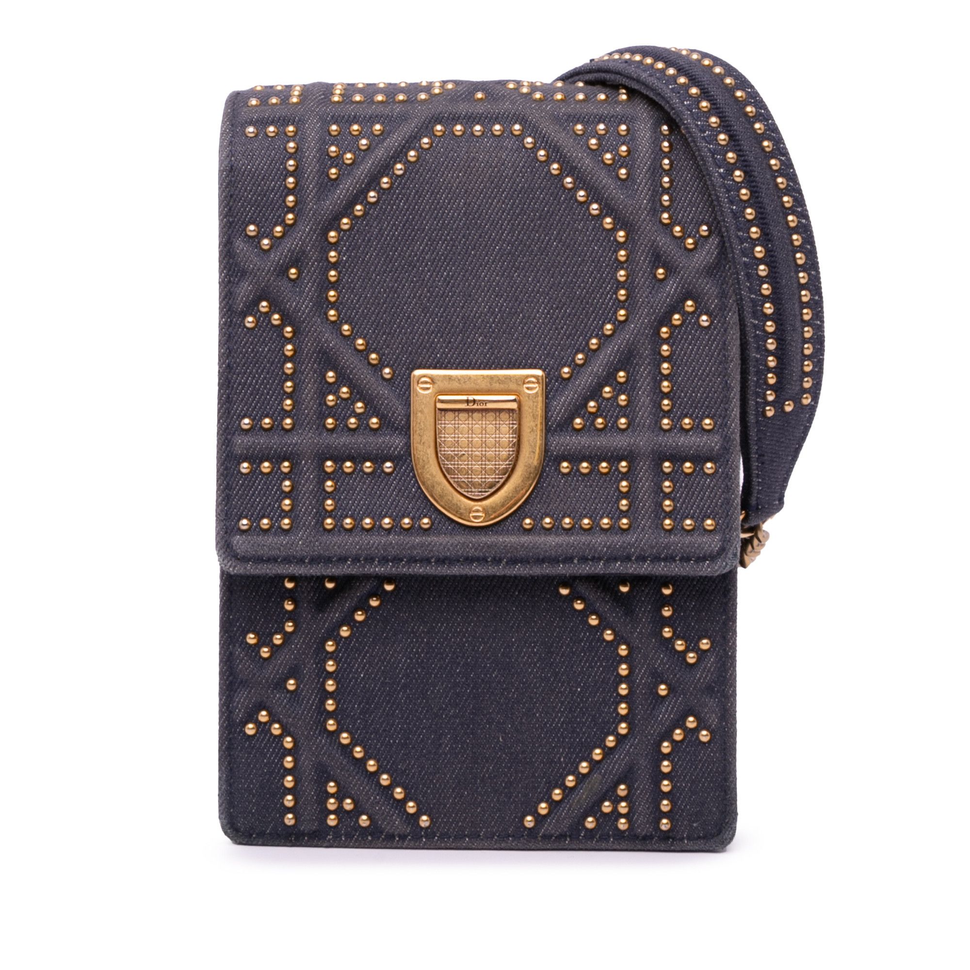 Dior Studded Denim Vertical Diorama Crossbody