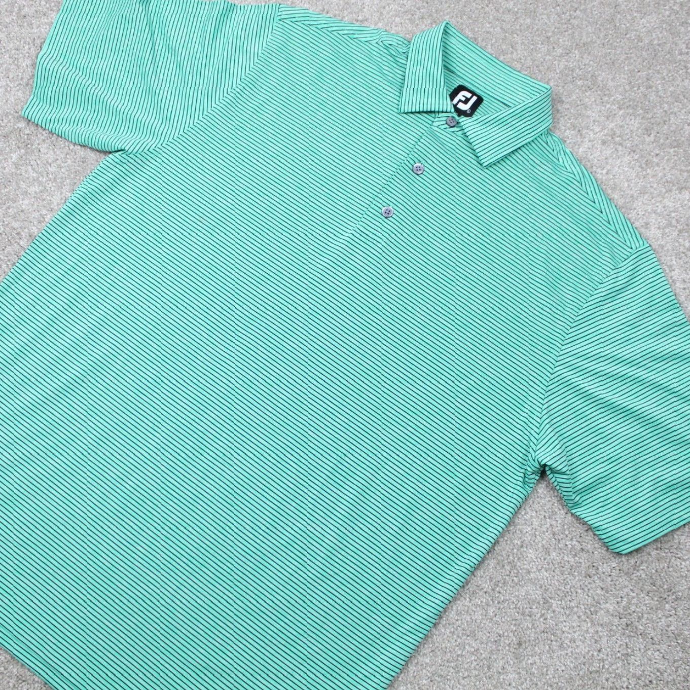 Footjoy FootJoy Polo Shirt Mens Large Green/Black Striped Golf S/S Stretch Pullover Size US L / EU 52-54 / 3 - 3 Thumbnail