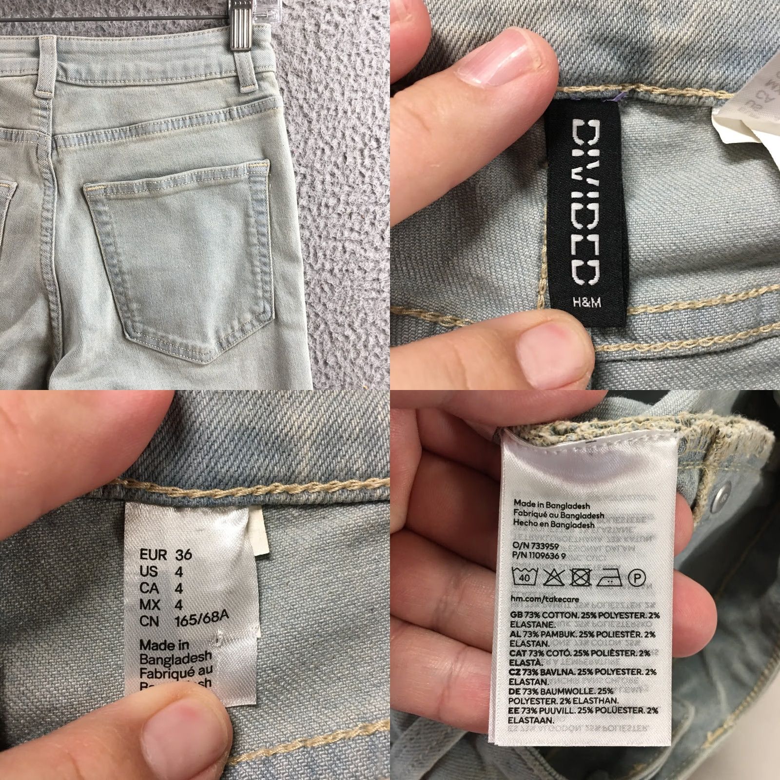 H&M Divided by H&M Flared Jeans Womens 4 Blue Denim Cotton Blend Mid Rise Zip Fly Jeans Women Regular Blue 90s Classic Mens Womens Girls Size 27" / US 4 / IT 40 - 10 Thumbnail