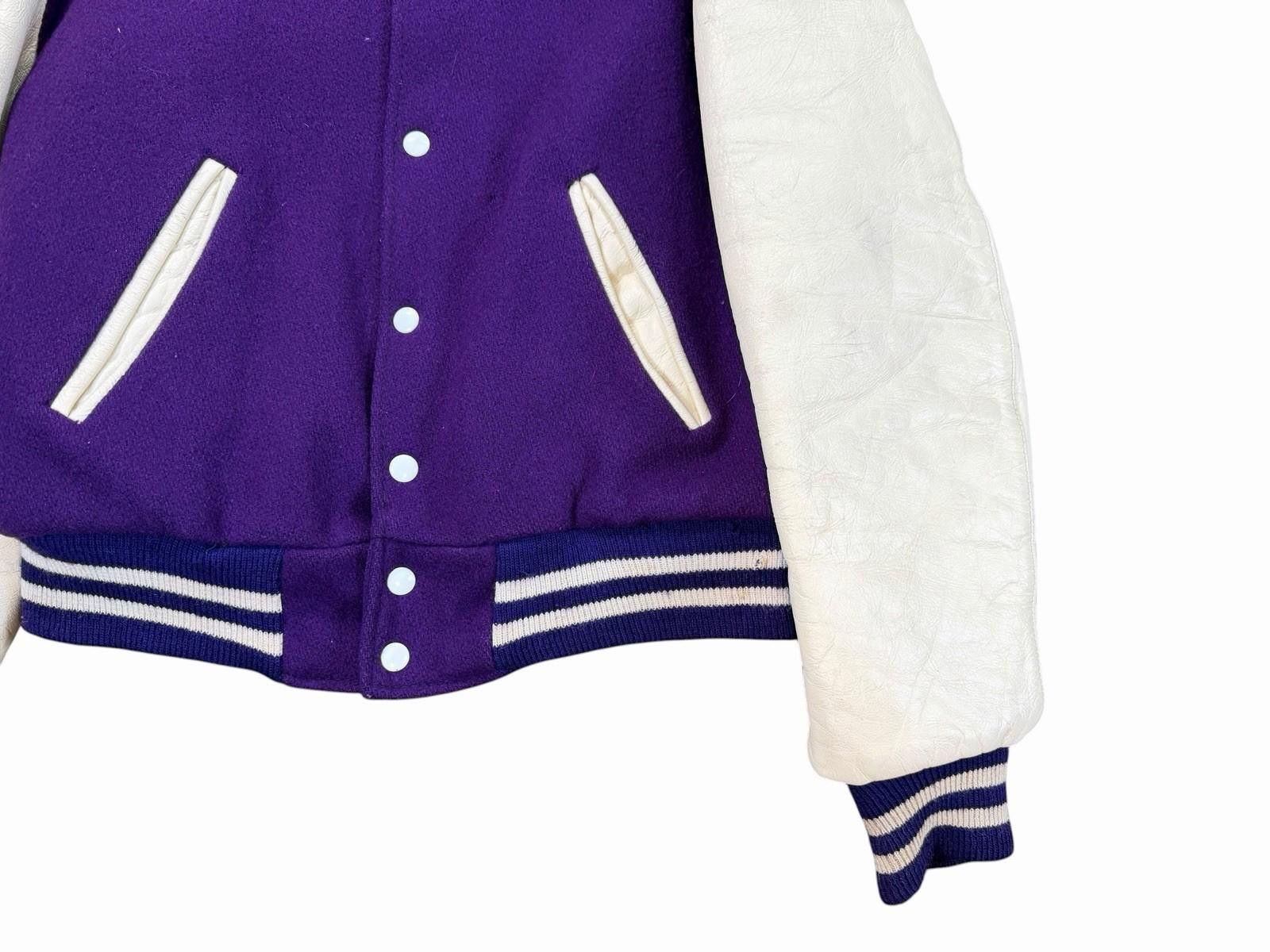 Vintage 1970’s Varsity University Jacket Purple Wool Leather L Size US L / EU 52-54 / 3 - 3 Thumbnail