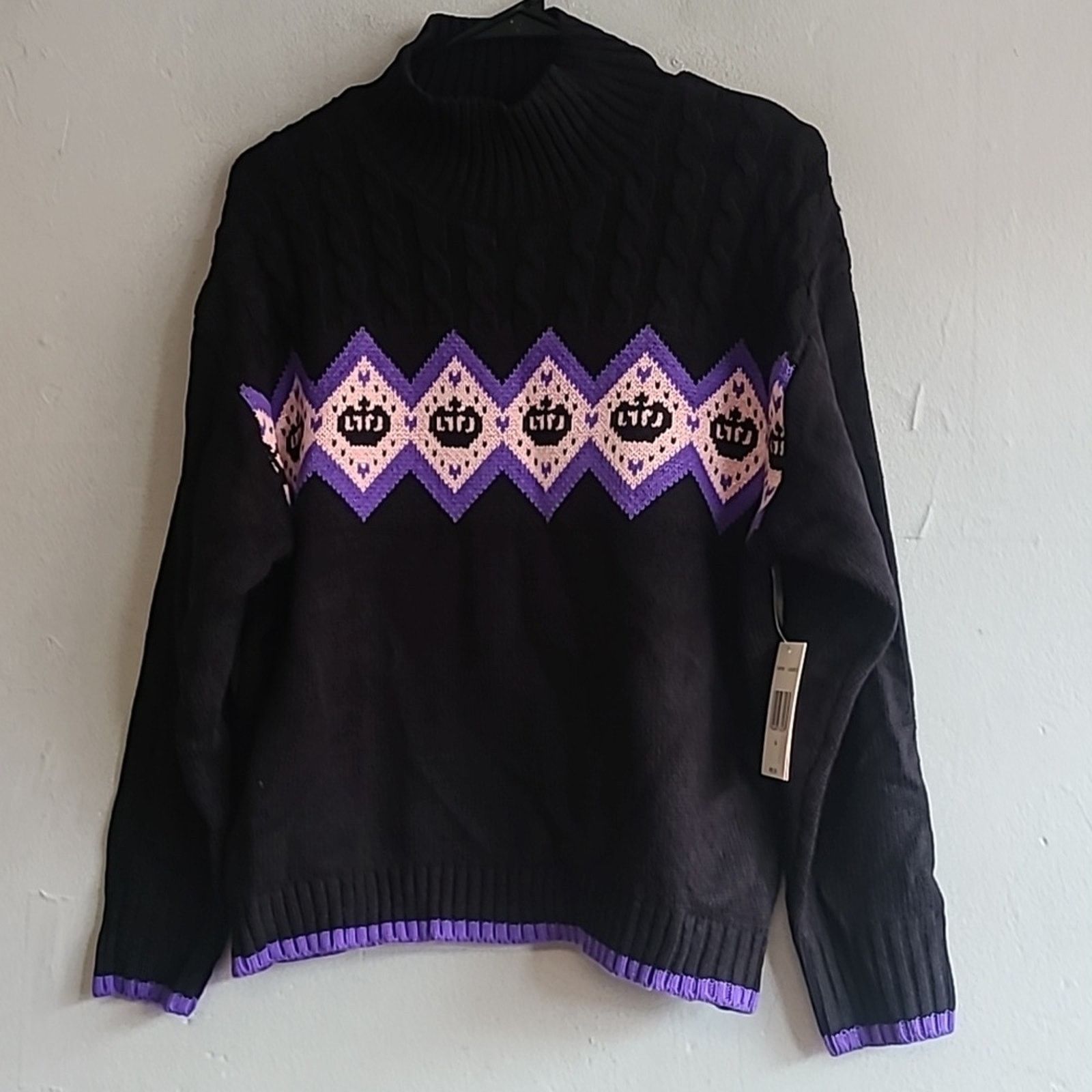 Juicy Couture NEW women's XL Juicy Couture black knit crown argyle sweater Size XL / US 12-14 / IT 48-50 - 7 Thumbnail