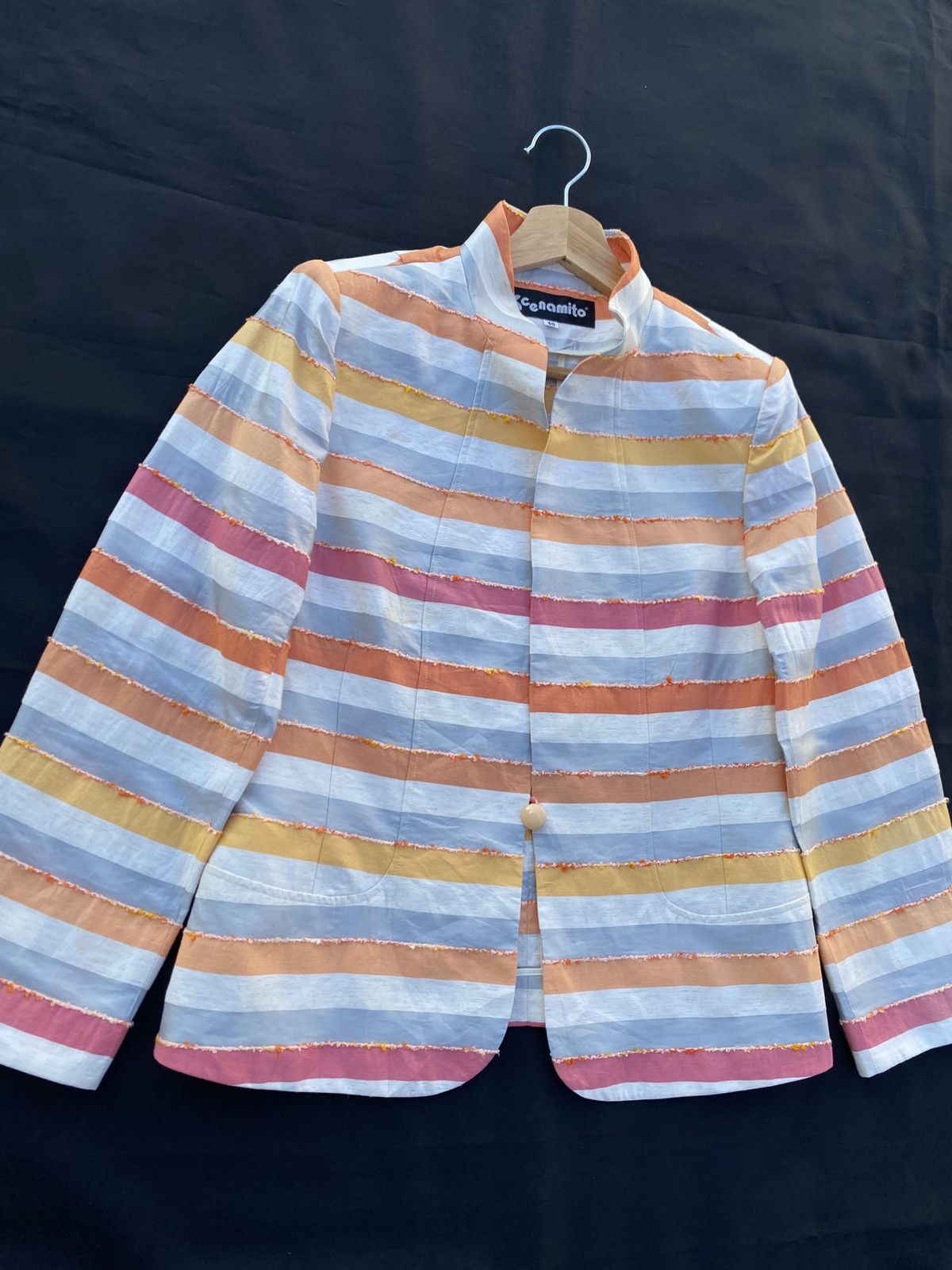 Japanese Brand Rare Vintage Stripes Raw Edge Design Women Blazer Size S / US 4 / IT 40 - 5 Thumbnail