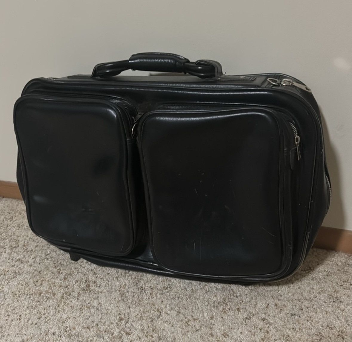 Vintage Vintage Retro Travel Bag Luggage 🧳 💼 Black Leather Size ONE SIZE - 3 Thumbnail