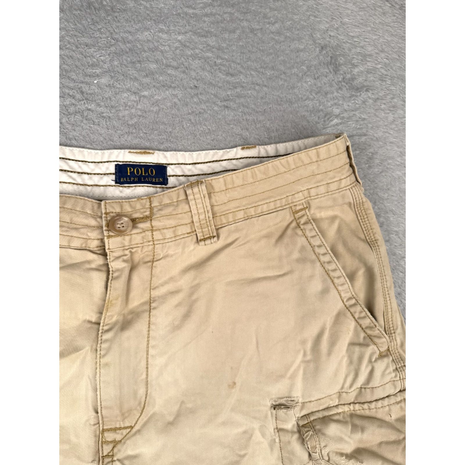 Polo Ralph Lauren VINTAGE Polo Ralph Lauren Cargo Shorts Men 36 Beige Twill 100% Cotton Casual Workwear Pockets 10in Inseam Regular Rise 36x10 Men's Shorts Size US M / EU 48-50 / 2 - 5 Thumbnail