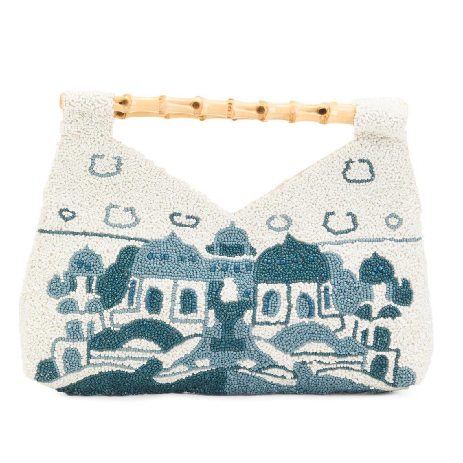 Marsell TikTok viral greece toile Beaded purse with bamboo handles Size ONE SIZE - 2 Thumbnail