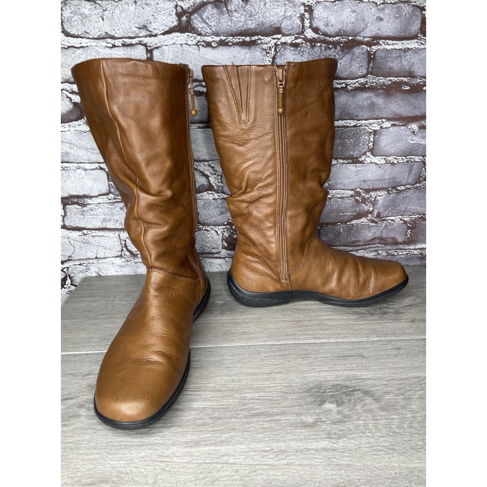 Hush Puppies Hush Puppies Mystery Brown Leather Side Zipper Riding Boots Size US 8.5 / IT 38.5 - 14 Thumbnail