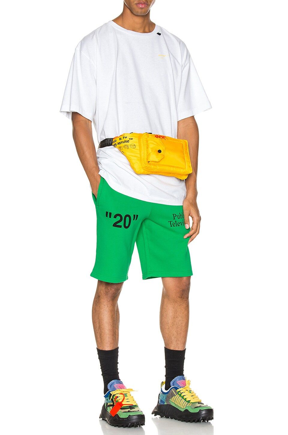 Off-White White and Yellow Acrylic Arrows Logo Oversized T-Shirt Size US M / EU 48-50 / 2 - 4 Thumbnail