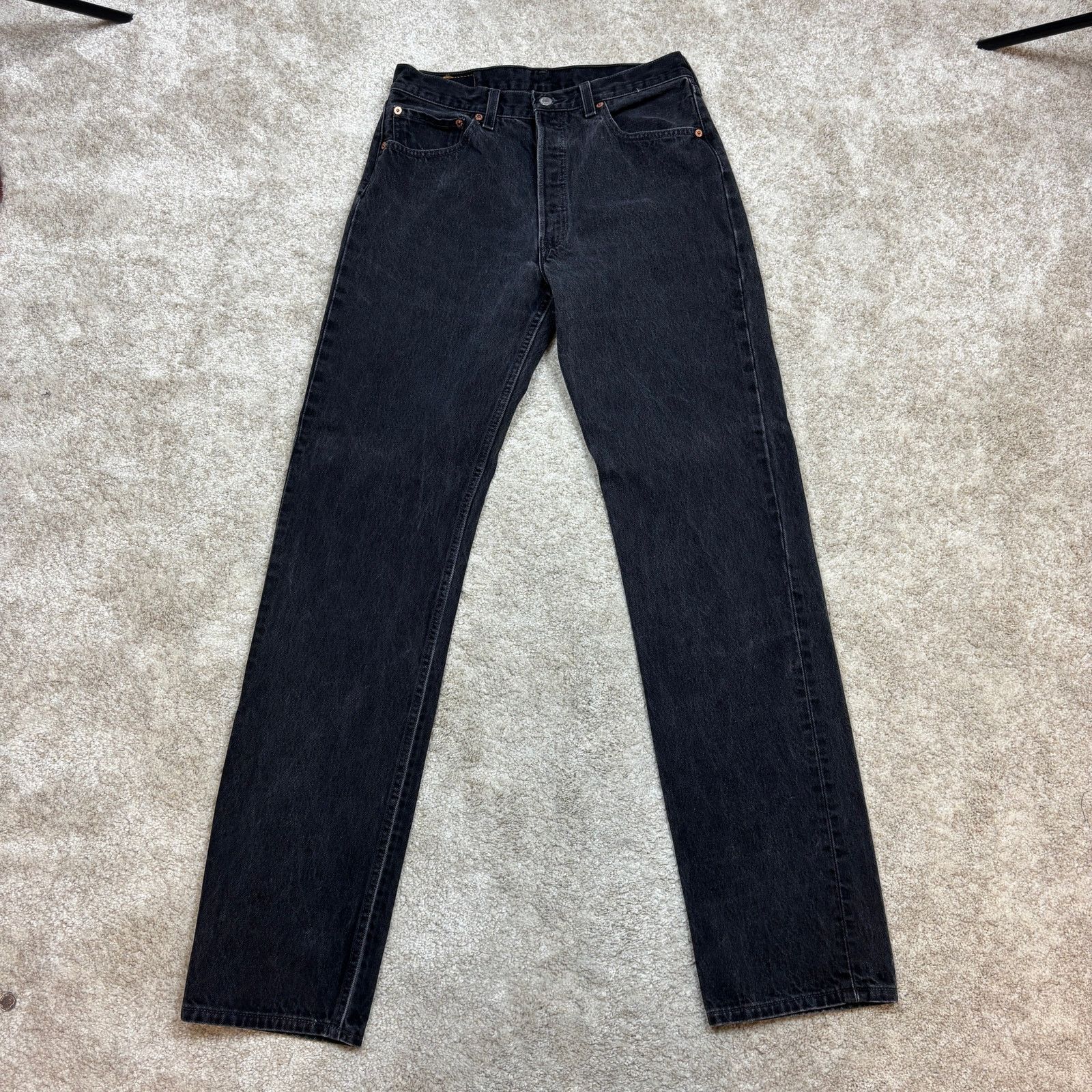 Levi's × Vintage Vintage 90s Levi's 501 Straight Leg Black Denim Jeans 33x36 Size US 33 - 3 Thumbnail