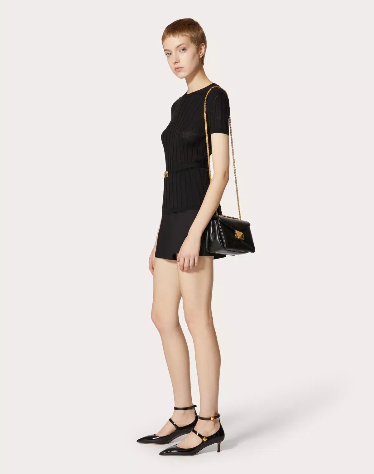 Valentino o1s1wg110426 Wool Jumper Vlogo Signature Belt Detail Nero Size XXS / US 00 / IT 34 - 2 Thumbnail