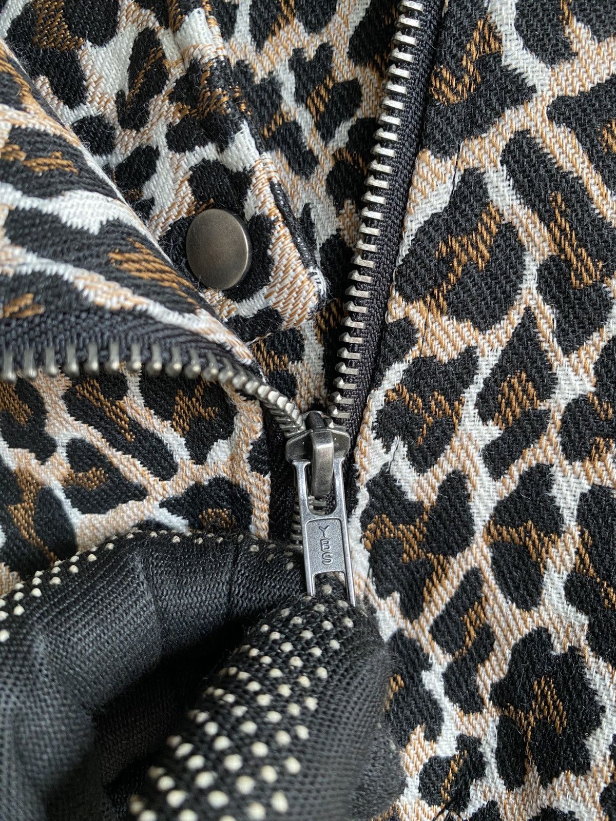 Vintage Just Jeans Leopard Print Cropped Biker Jacket Statement Size M / US 6-8 / IT 42-44 - 8 Thumbnail