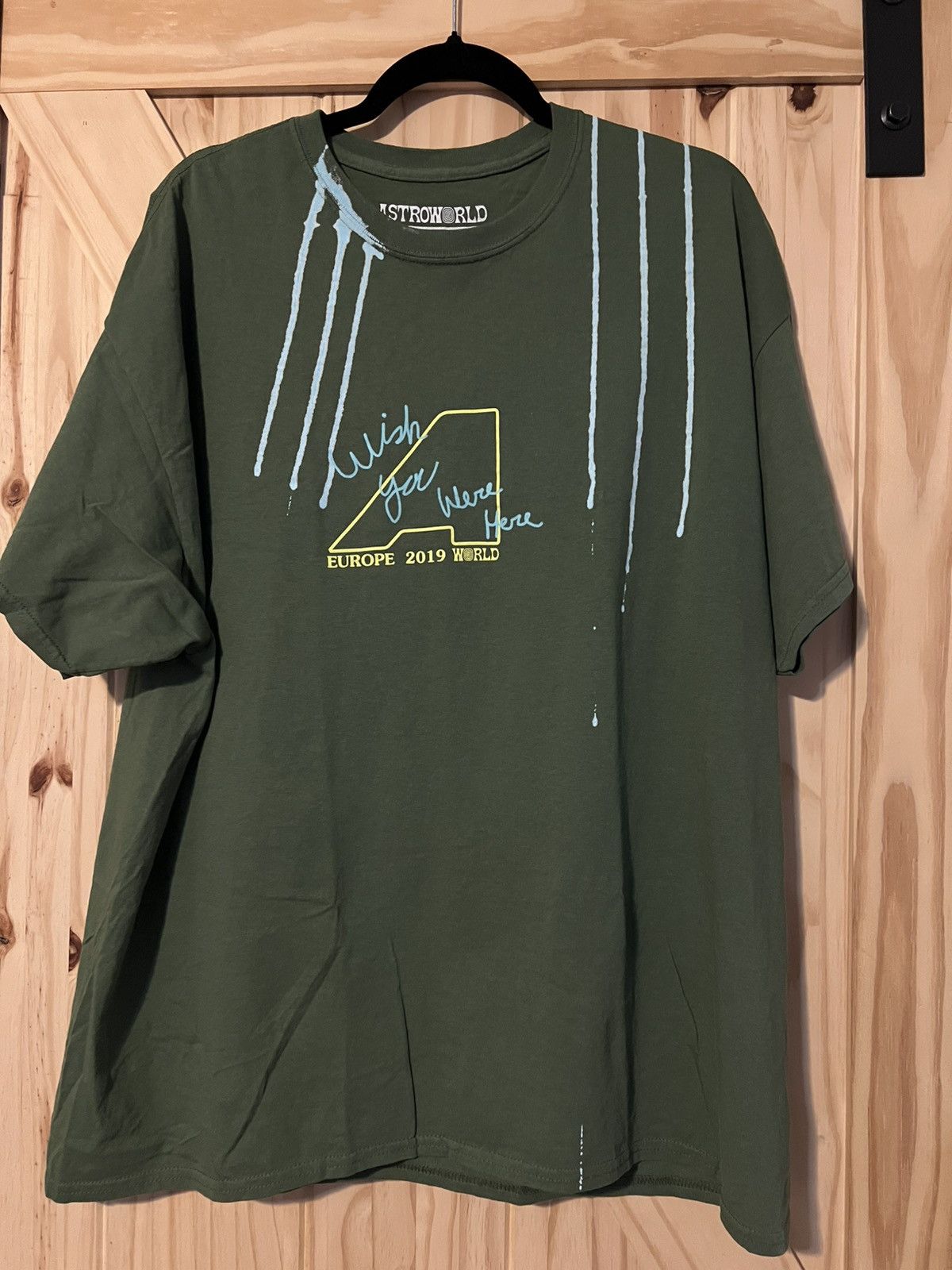 Travis Scott Travis Scott Astroworld Europe 2019 Green Washed Tee Size US S / EU 44-46 / 1 - 1 Thumbnail