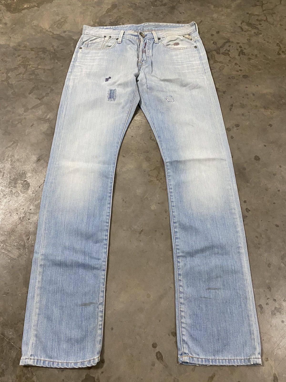 Tornado Mart Vintage Replay Slim Fit Distressed Denim Wash Blue @315 Size US 32 / EU 48 - 6 Thumbnail