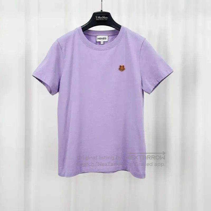 KENZO Purple Cotton Tiger Embroidered T-Shirt .