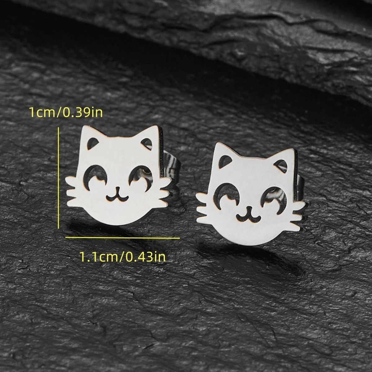 Jewelry Funny Cat Mini Stud Earrings Charm Earring Gift Size ONE SIZE - 2 Thumbnail