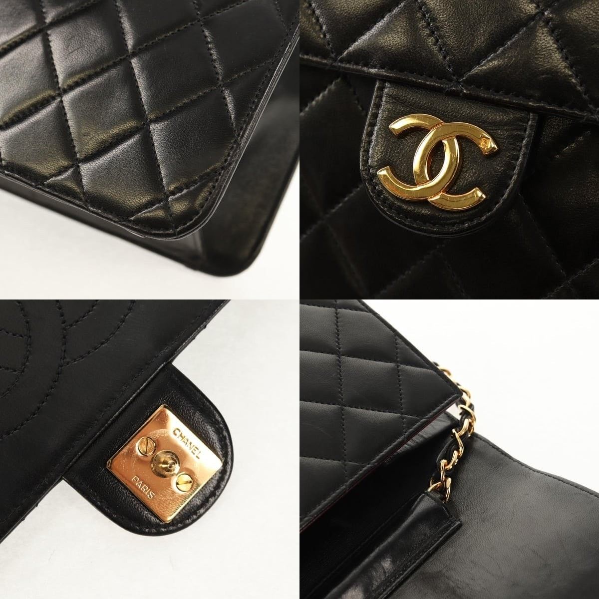 Chanel Chanel Chain Shoulder Bag Lamb Skin Black Gold CC Size ONE SIZE - 7 Thumbnail