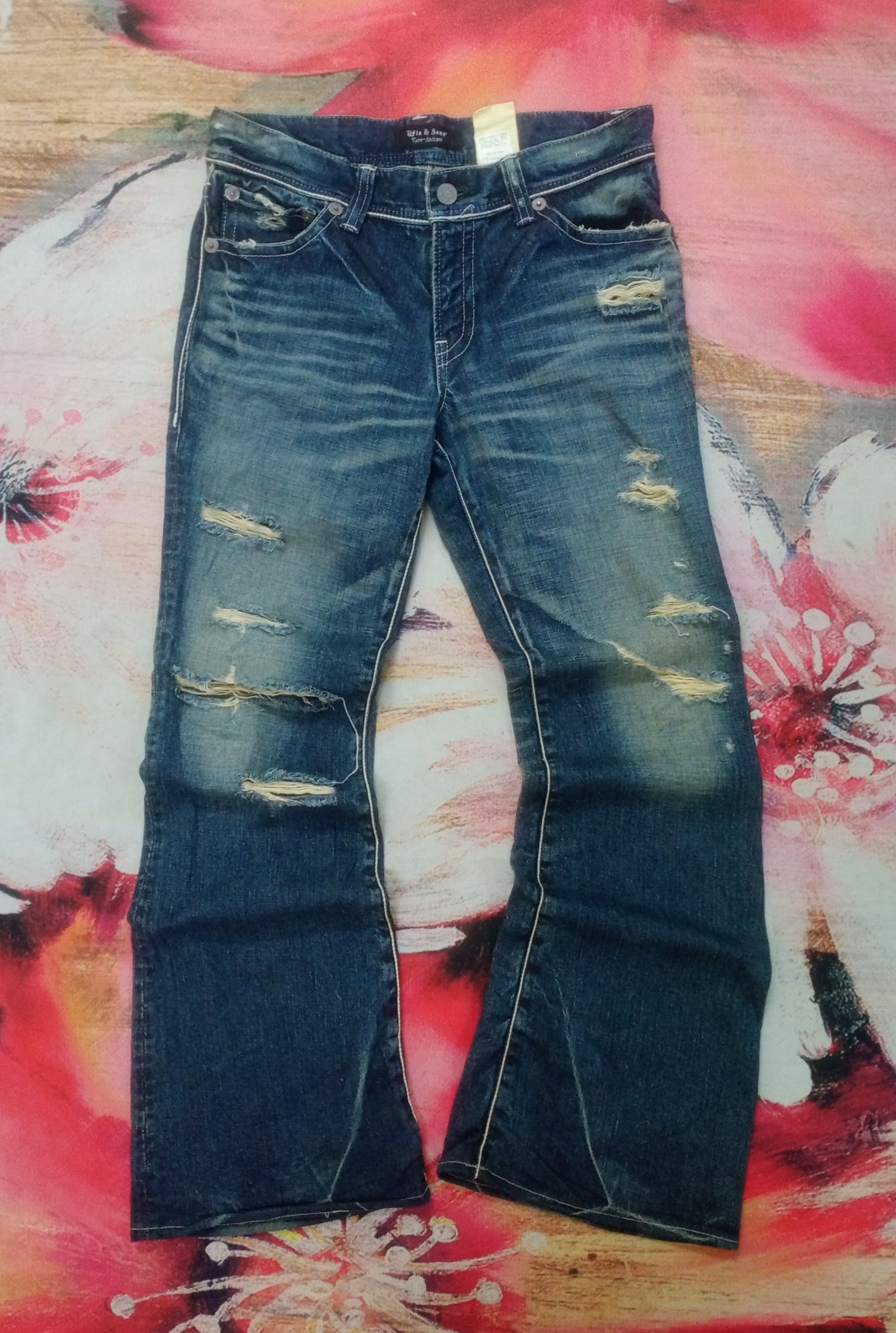 If Six Was Nine Rare Distressed Ufin & Sons Flare Boot cut Jeans Size US 33 - 1 Thumbnail