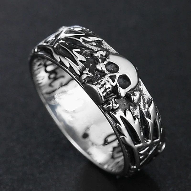 Jewelry × Vintage Retro Goth Death Skull Ring Size ONE SIZE - 2 Thumbnail