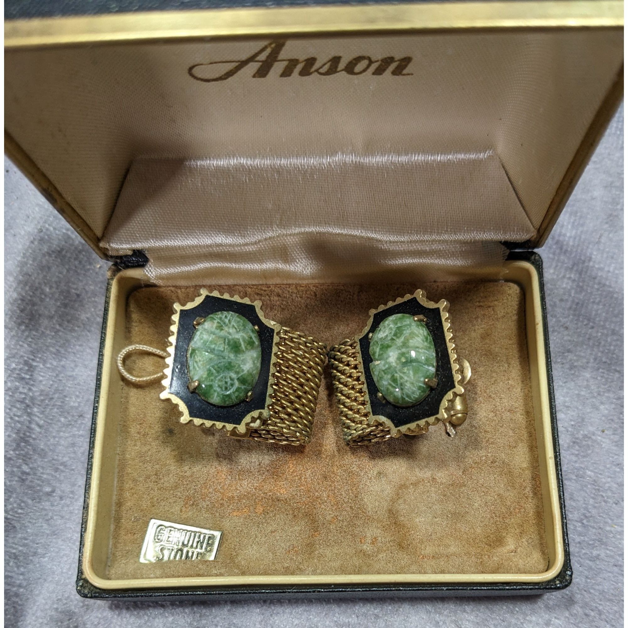 Other Vintage Anson Egyptian Revival Hand Carved Jade Scarab Cuffl Size ONE SIZE - 7 Thumbnail