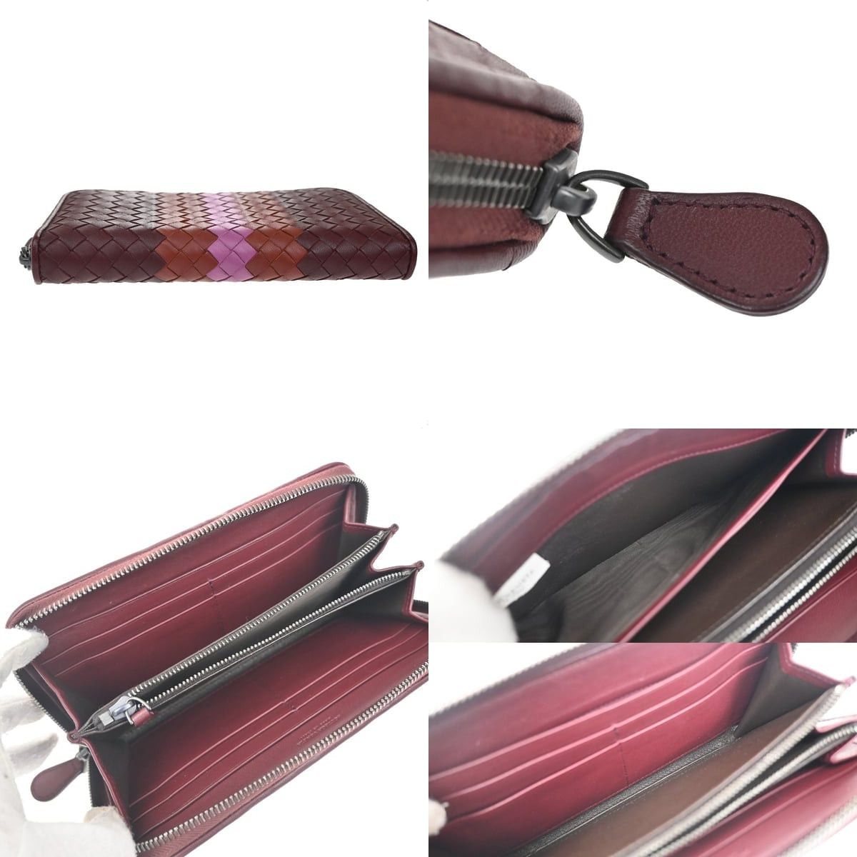 Bottega Veneta Bottega Veneta Intrecciato Long Zip Leather Wallet Burgundy Size ONE SIZE - 5 Thumbnail