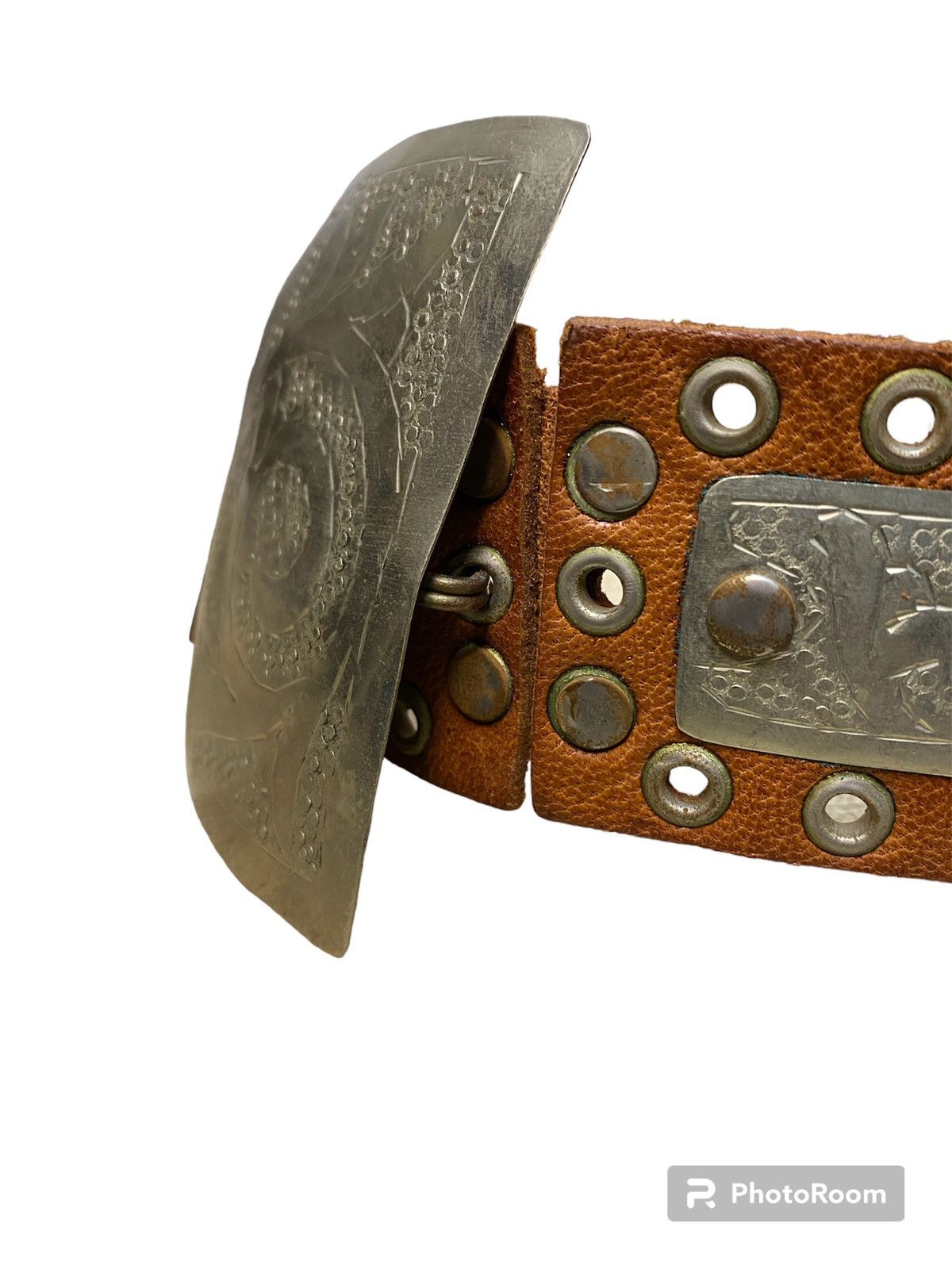 Designer RARE🔥 Agnes B Leather Studded Belt Size 32 - 5 Thumbnail