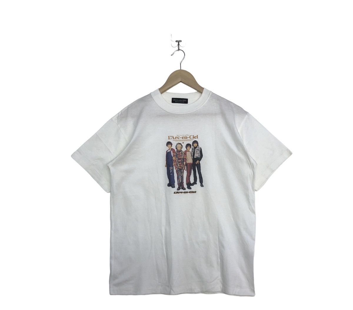 image of Band Tees x Tour Tee Vintage 1998 L’Arc~En~ Ciel Japanese Band Tour Tshirt in White (Size Medium)