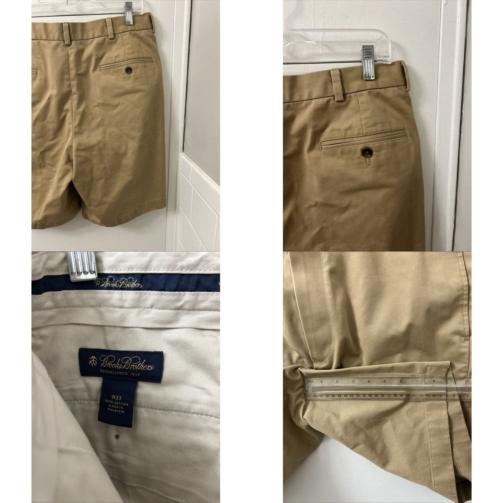 Brooks Brothers Brooks Brothers Chino Shorts Mens Size 33 Tan Beig e Cotton Twill Flat Front Zip Button Pockets Classic Summer - Mens Size US 33 - 8 Thumbnail