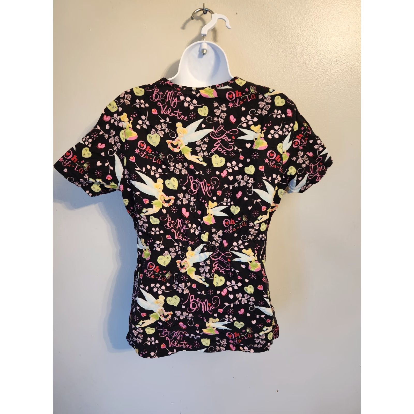 Disney Disney Scrub Top Womens XS Tinker Bell Patterned Multi-Color 100% Cotton Medical Nurse Dentist Christmas? Size XS / US 0-2 / IT 36-38 - 2 Thumbnail