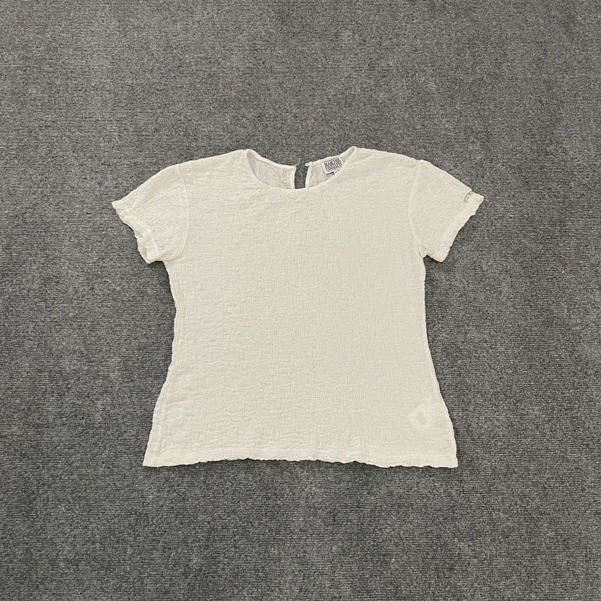 Marithe + Francois Girbaud Marithe Francois Girbaud White Textured Short Sleeve Blouse Size M / US 6-8 / IT 42-44 - 1 Thumbnail