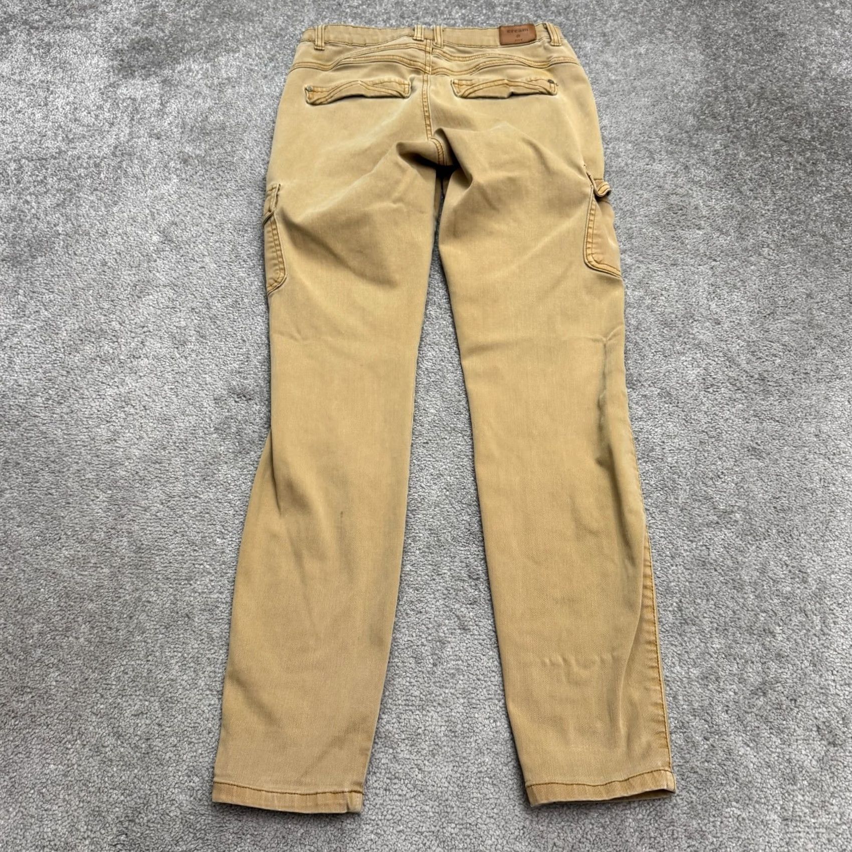 Vintage Cream Jeans Womens Skinny Cargo Denim 27 Tan Brown High Rise Stretch Pocket City Streetwear Vintage No Size 27" / US 4 / IT 40 - 2 Thumbnail