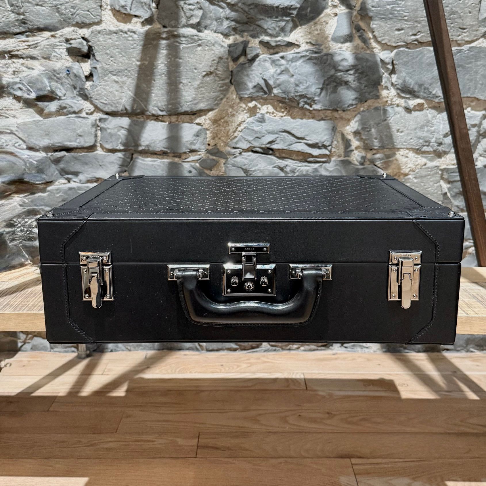 Gucci Gucci Black Leather Guccissima GG Embossed Trunk Suitcase Size ONE SIZE - 10 Thumbnail