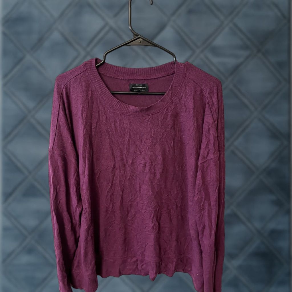 Lucky Brand Lucky Brand Sweater Purple Crew Neck Lightweight XL Women Pullover Slits Casual Knit Top Size XL / US 12-14 / IT 48-50 - 1 Thumbnail