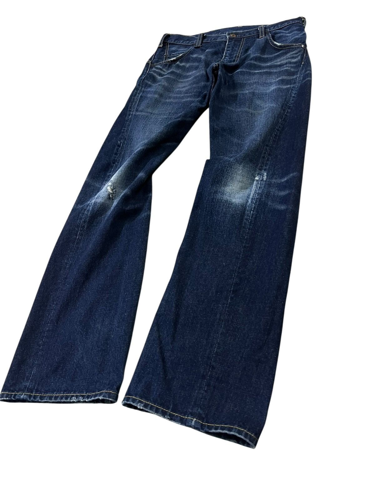 Japanese Brand RNA Twist Leg Distress Low Rise Flare Bootcut Jean Size US 29 - 1 Thumbnail