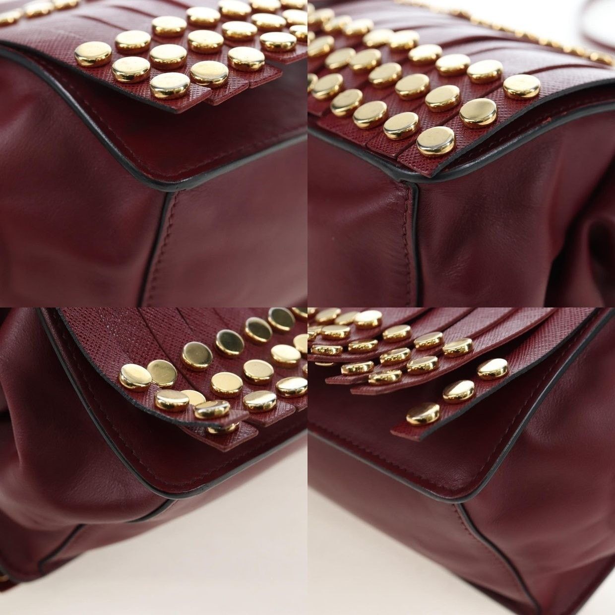 Prada Prada Saffiano Galleria Shoulder Bag Burgundy Size ONE SIZE - 12 Thumbnail