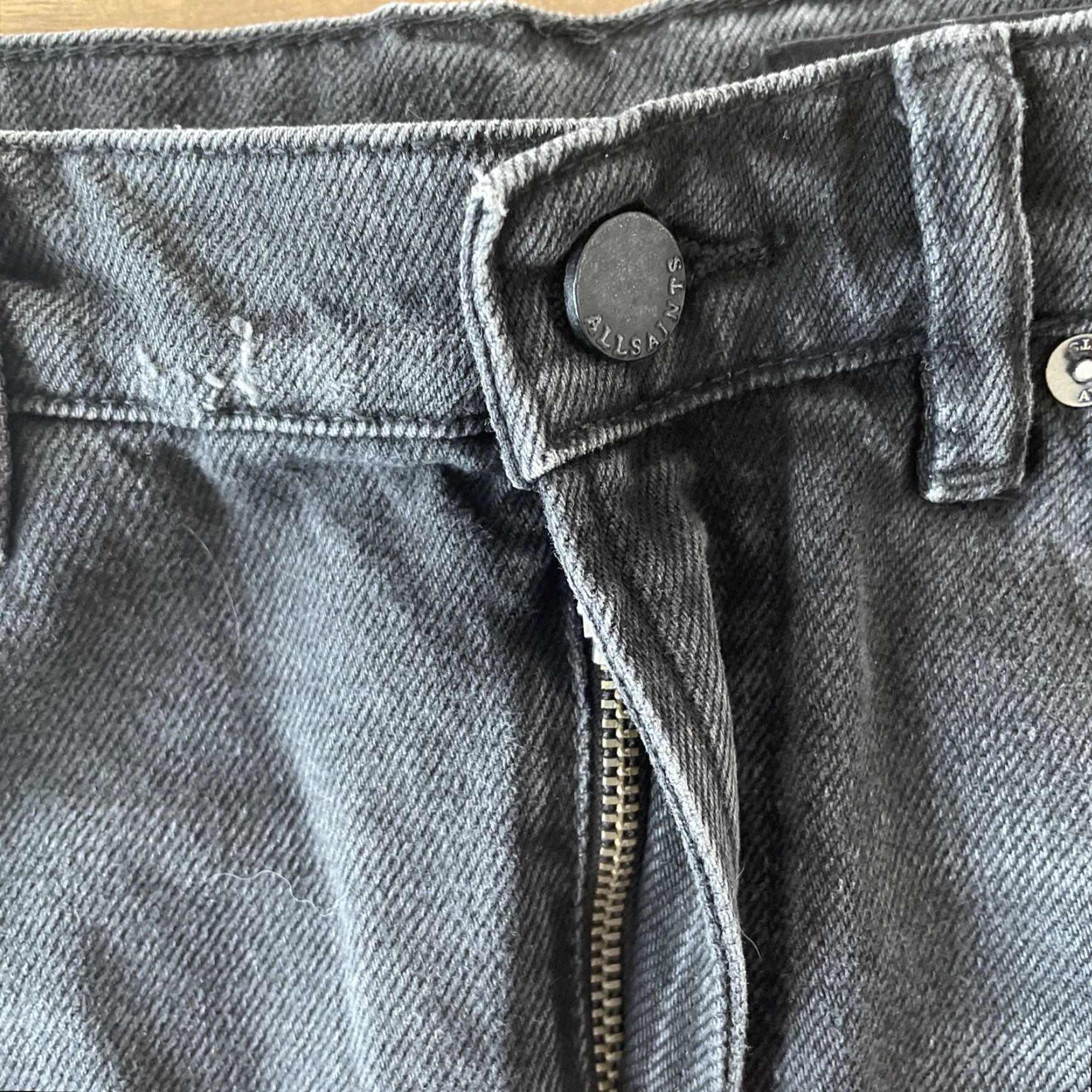 Allsaints All Saints Denim Skirt Womens 6 Black High Waist Mini Pencil Jean Distress Size 28" / US 6 / IT 42 - 5 Thumbnail