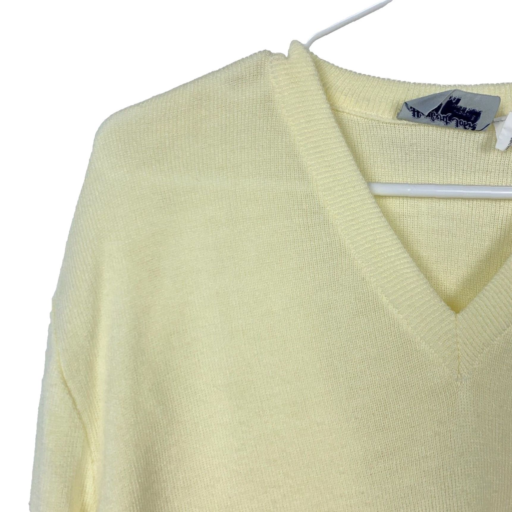 Vintage VINTAGE Herbert John Interpur Yellow Preppy V-Neck Sweater Kurt Cobain Mens XL Size US XL / EU 56 / 4 - 2 Thumbnail