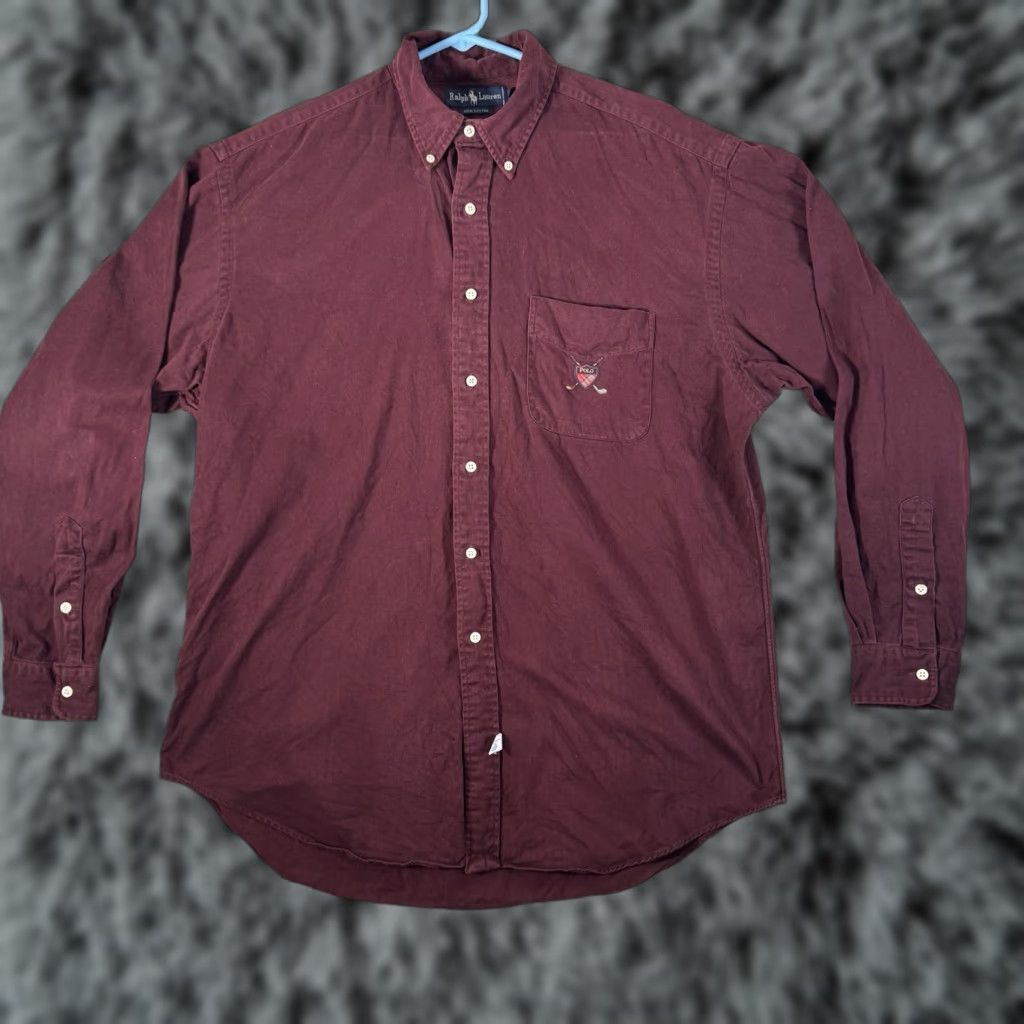 Ralph Lauren VINTAGE Ralph Lauren Button-Down Shirt L Men Purple Cotton 90s Preppy Ivy Dark Academia Button-Up Old Money Shirt Size US L / EU 52-54 / 3 - 1 Thumbnail