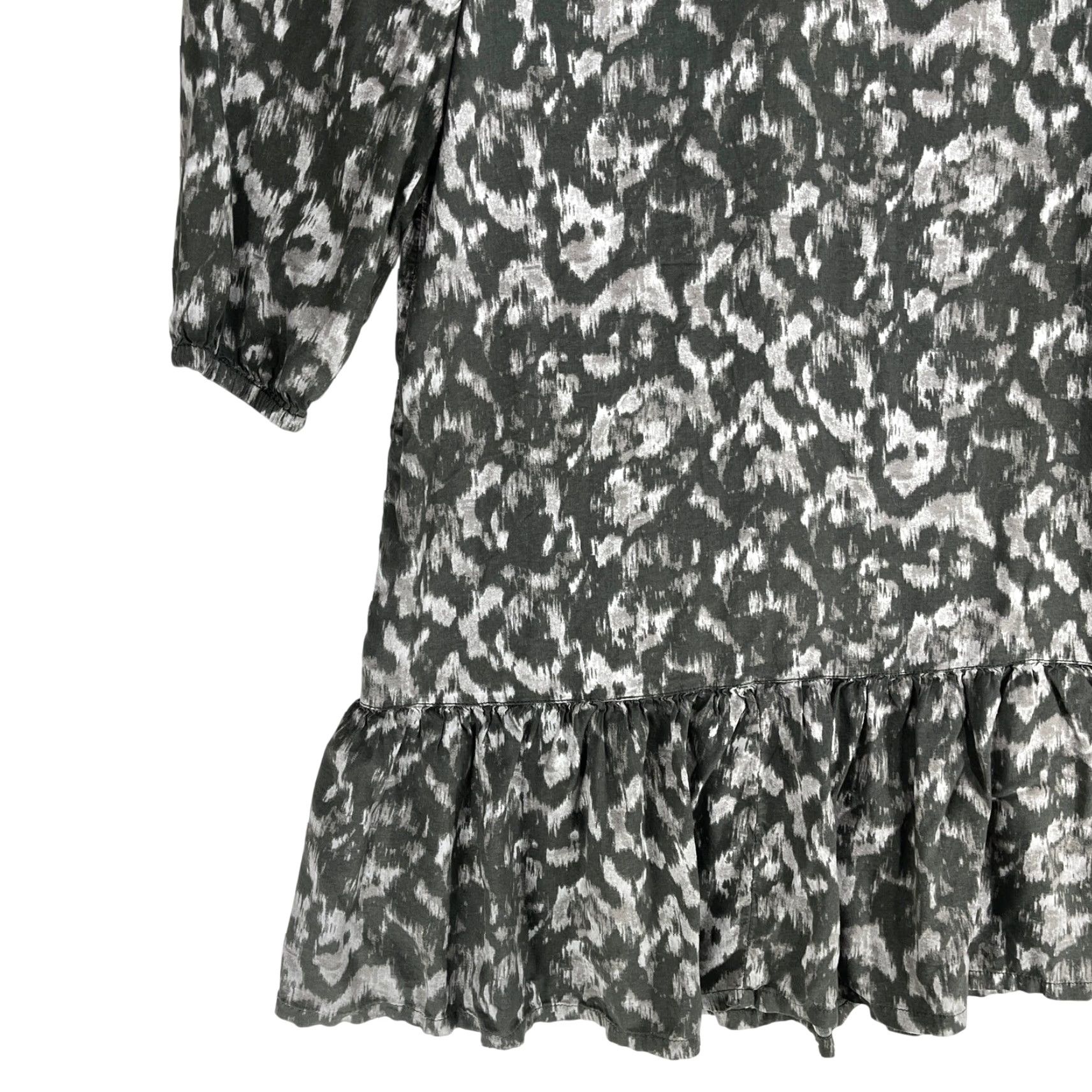 Vintage Susina Dress S Gray Puff Sleeve Lightweight Peplum Ruffled Hem Office A-Line Long Sleeve Knee Length Bohemian Geometric Women Mens? Size S / US 4 / IT 40 - 5 Thumbnail