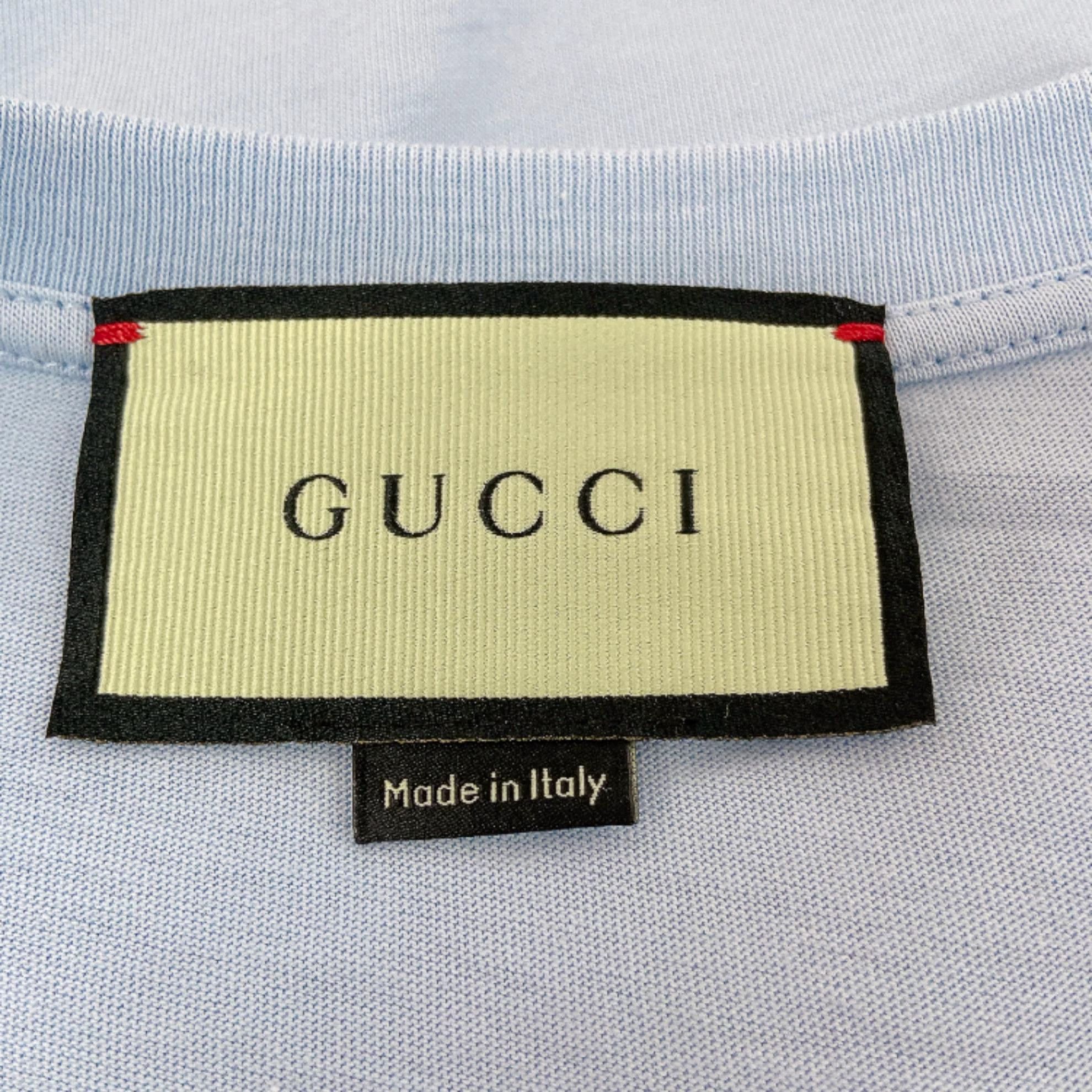 Gucci Gucci Light Blue Printed Tee S with Tags Size US S / EU 44-46 / 1 - 7 Thumbnail