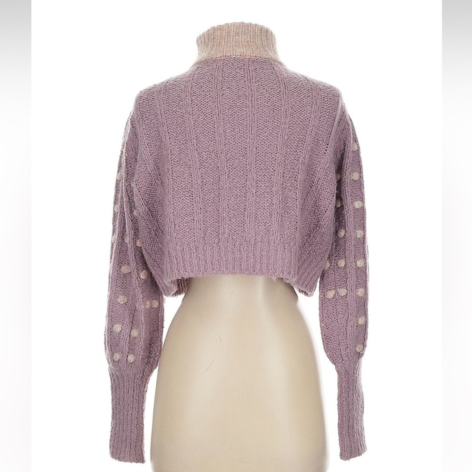 LoveShackFancy LoveShackFancy Jonae Cropped Mock Zip Sweater - XS - Purple Size XS / US 0-2 / IT 36-38 - 3 Thumbnail