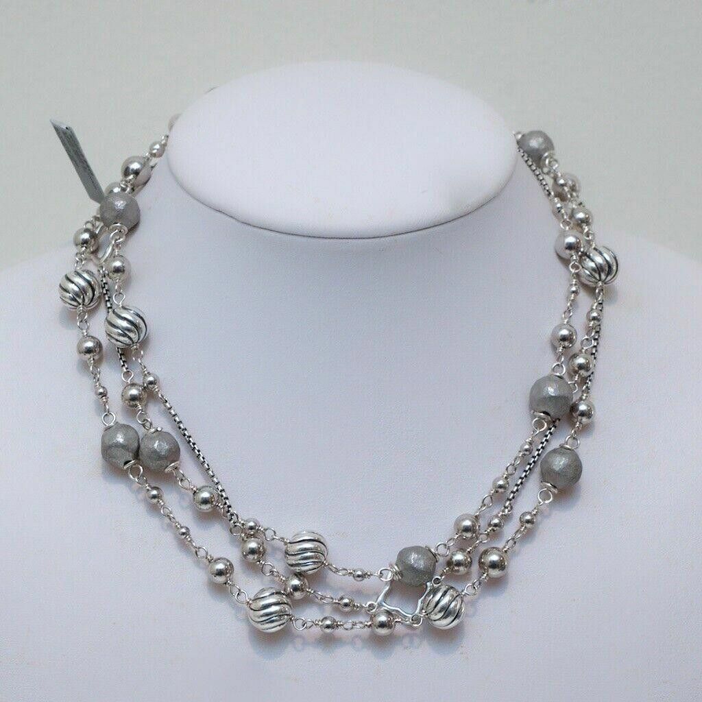 David Yurman David Yurman Long Bead & Chain Quatrefoil Silver Necklace Size ONE SIZE - 2 Thumbnail